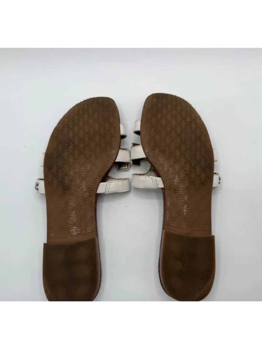 Sam Edelman Bay Slides Sandals White Leather Women Size 9M Cutout Logo Strap
